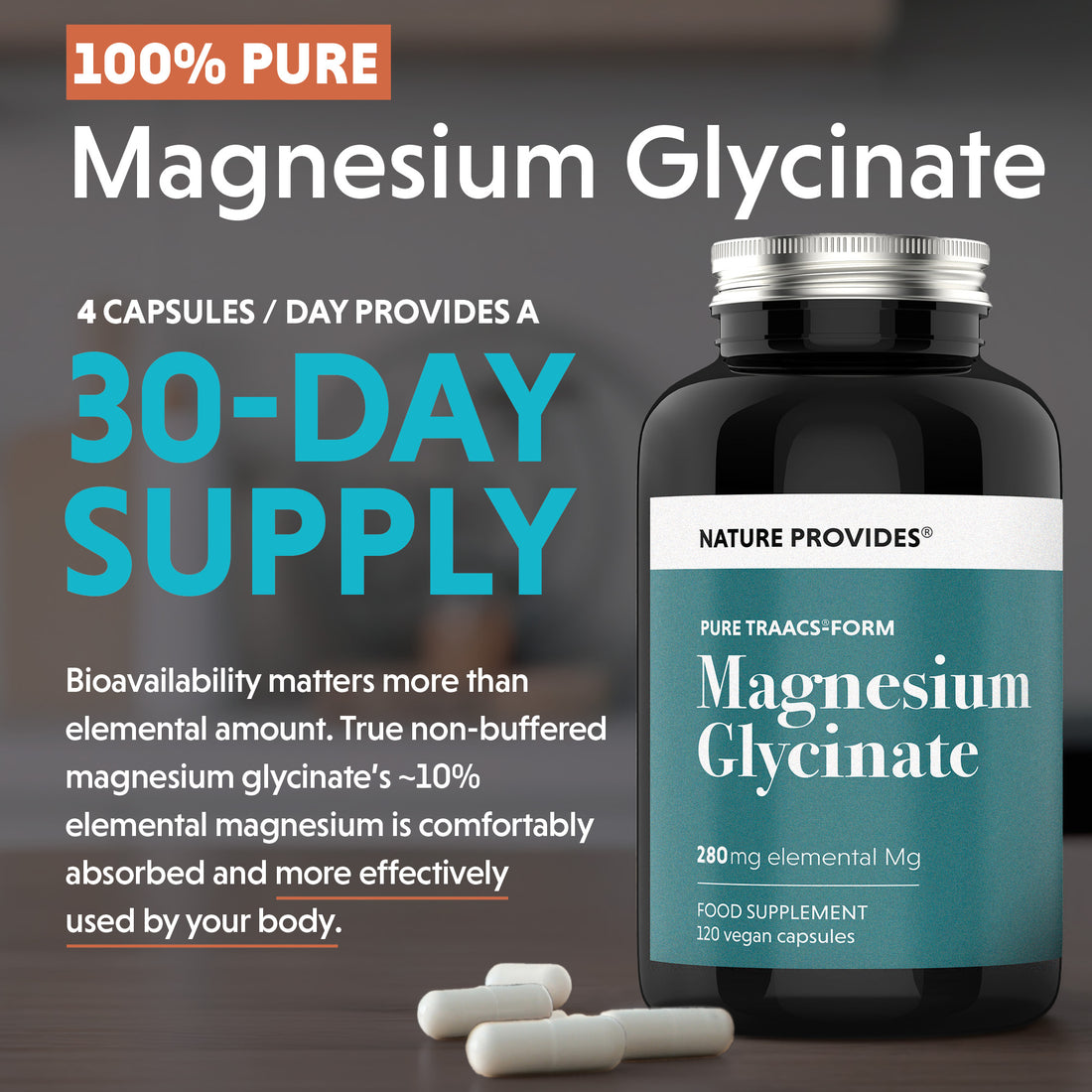 TRAACS® Magnesium Glycinate (280mg) - 120 Capsules