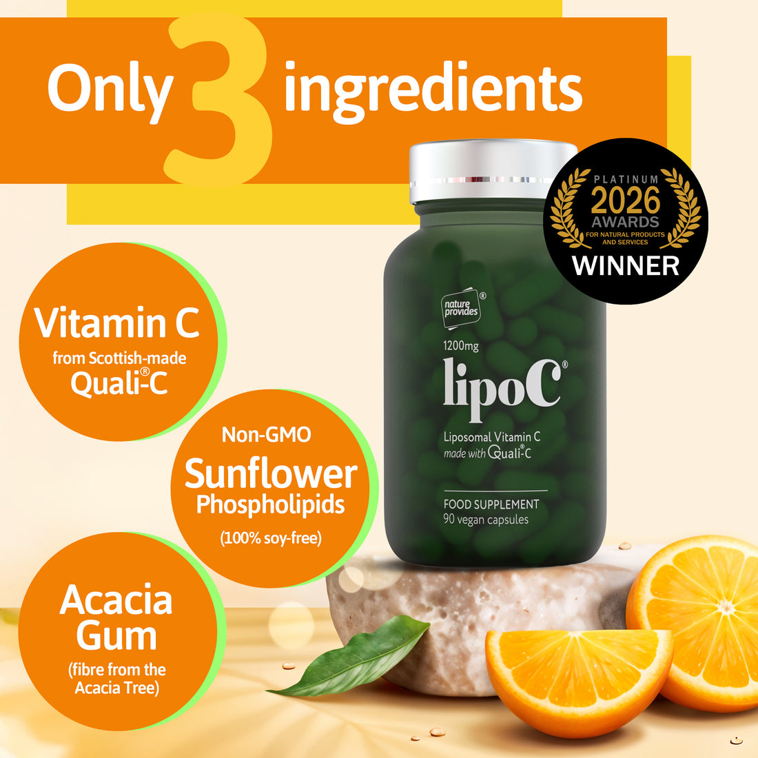 lipoC® (1200mg) Liposomal Vitamin C with Quali-C® - 90 Capsules