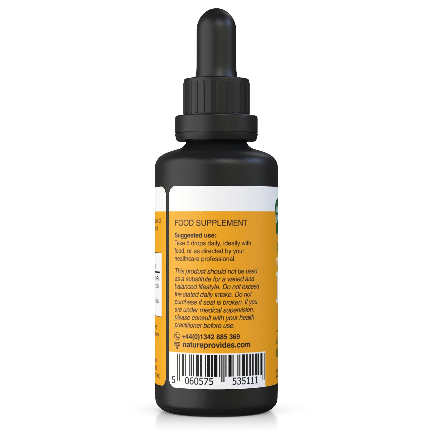 Liquid Vitamin D3 (3000IU) & K2 (MK-7, 100% trans) in Organic Black Cumin Oil - 30ml