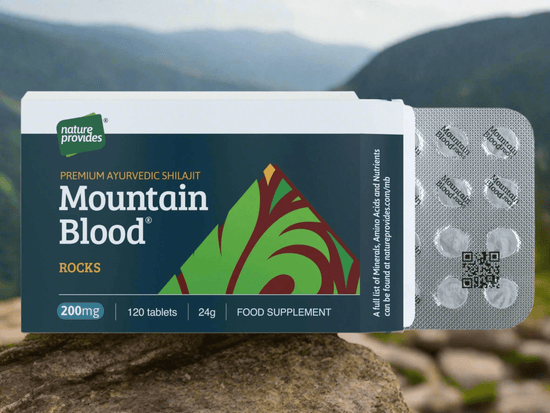 Mountain Blood® Rocks - Premium Ayurvedic Shilajit - 120 x 200mg tablets - Nature Provides